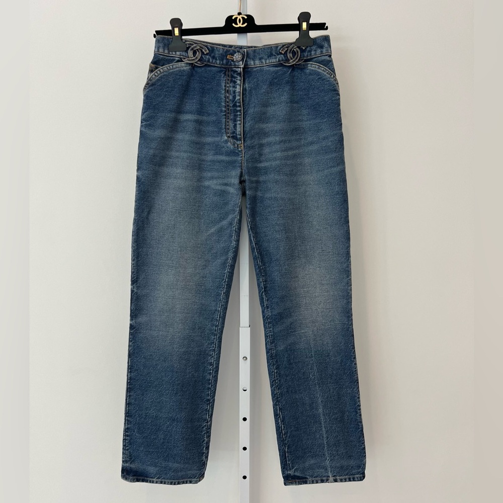 CHANEL 24S RUNWAY CC BLUE JEANS SIZE FR 36 / US 4 NWTS!
